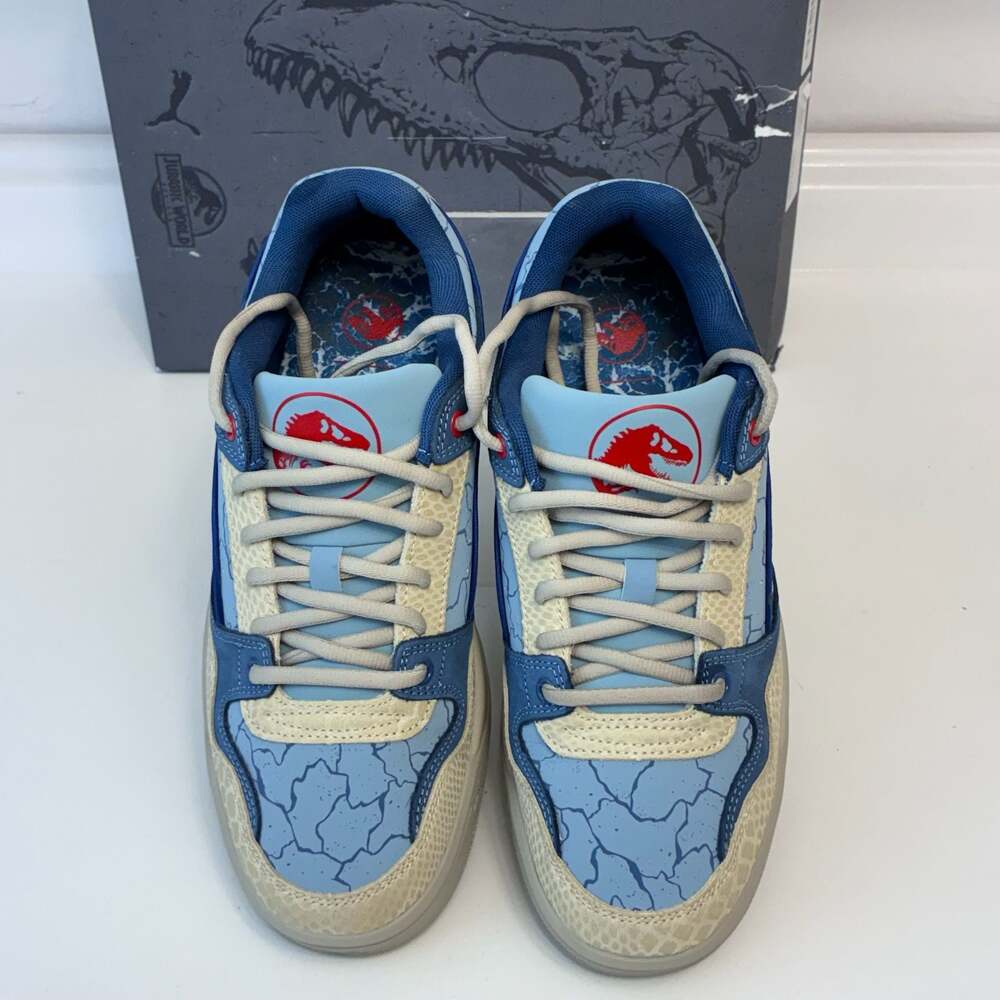 PUMA x Jurassic World Rebound Retro Sneakers Seafoam-Navy-Creamy Vanilla - Picture 2 of 12